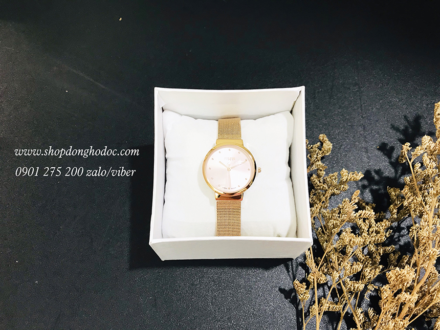 Đồng hồ nữ dây kim loại lưới mặt tròn hồng ngọt ngào Julius 426 ĐHĐ23902