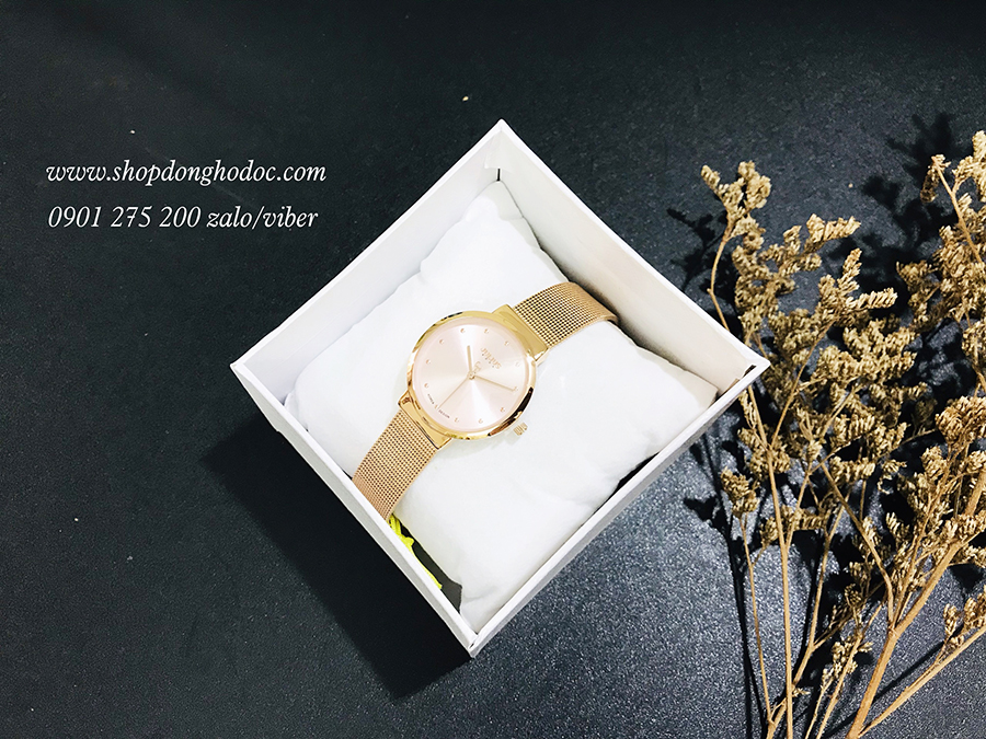 Đồng hồ nữ dây kim loại lưới mặt tròn hồng ngọt ngào Julius 426 ĐHĐ23902