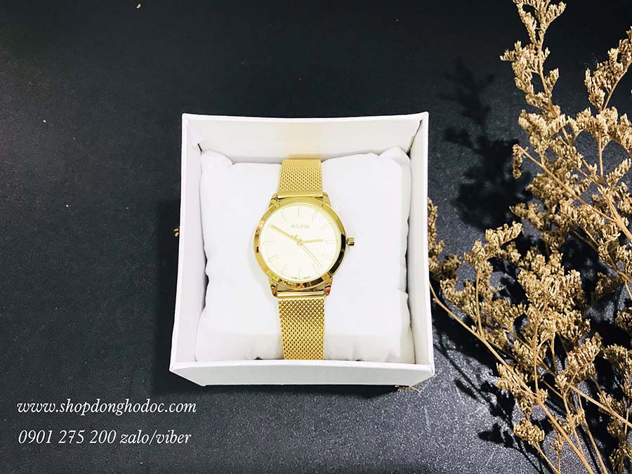Đồng hồ nữ dây kim loại lưới mặt tròn vàng kim sang chảnh Julius 982 ĐHĐ24302