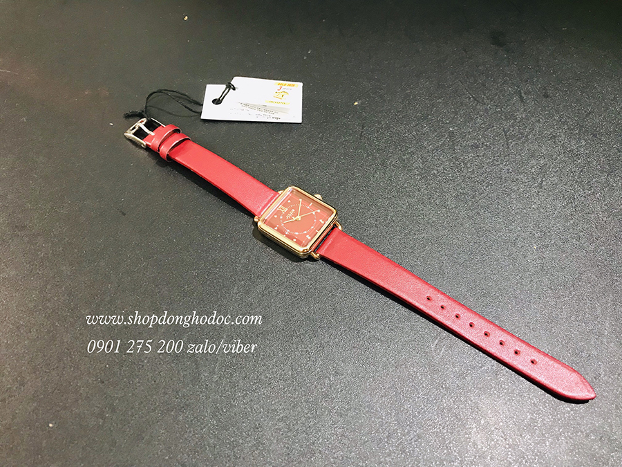 Đồng hồ nữ dây da mặt vuông đỏ quyến rũ Julius 1123 ĐHĐ24702