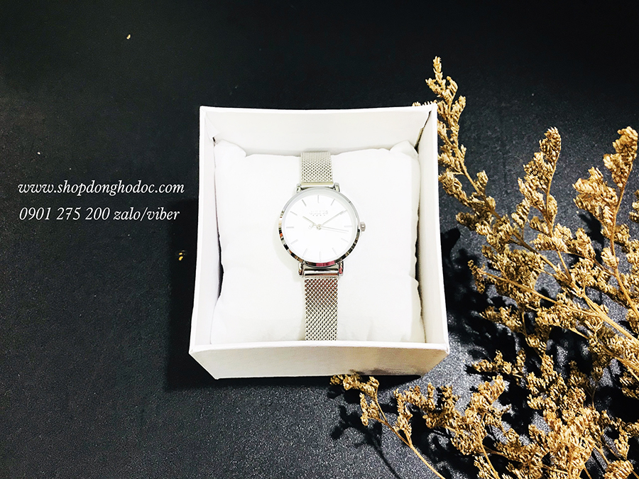 Đồng hồ nữ dây kim loại lưới bạc mặt tròn trắng thanh lịch Julius 1164 ĐHĐ24901