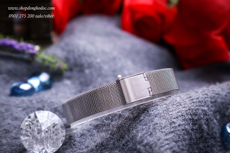 Đồng hồ nữ dây kim loại lưới mặt chữ nhật bạc thanh lịch Julius 1202 ĐHĐ25002