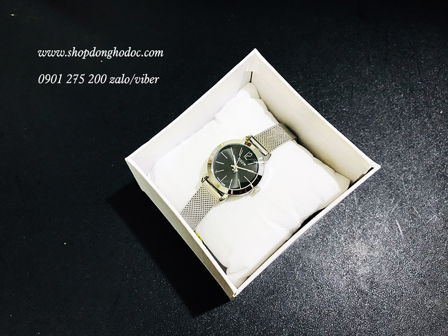 Đồng hồ nữ dây kim loại lưới bạc mặt tròn đen cá tính Julius 732 ĐHĐ25402