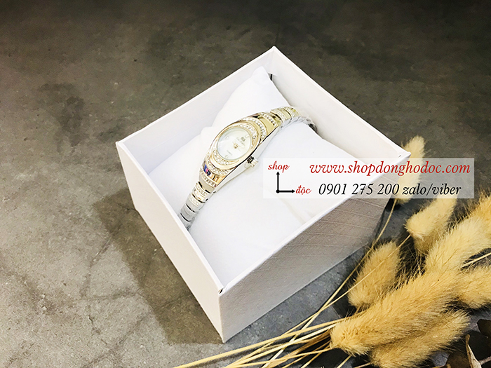Đồng hồ nữ BS Bee Sister dây kim loại mặt tròn nhỏ đính đá màu bạc ĐHĐ17802