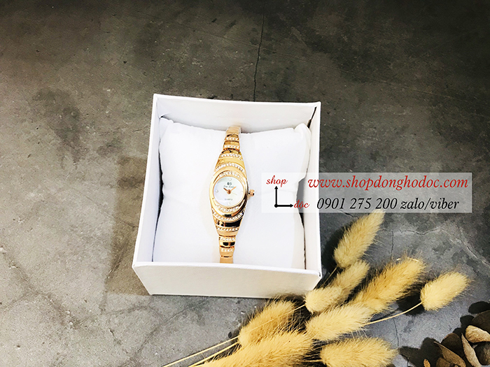Đồng hồ nữ BS Bee Sister dây kim loại mặt tròn nhỏ đính đá màu vàng hồng ĐHĐ17801