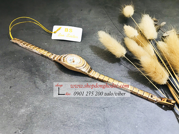 Đồng hồ nữ BS Bee Sister dây kim loại mặt tròn nhỏ đính đá màu vàng hồng ĐHĐ17801