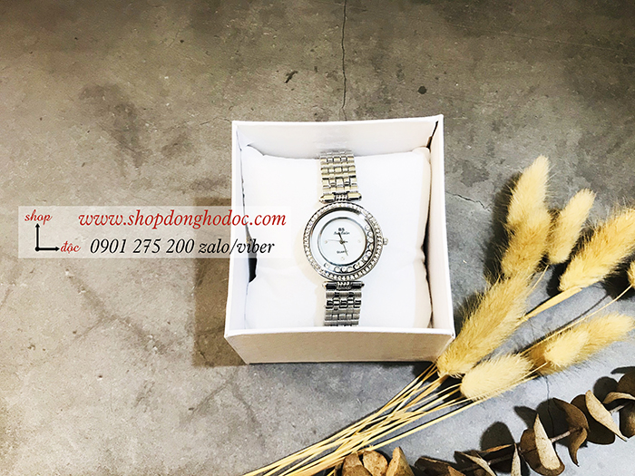 Đồng hồ nữ BS Bee Sister dây kim loại mặt tròn đính đá bạc sang trọng ĐHĐ17901