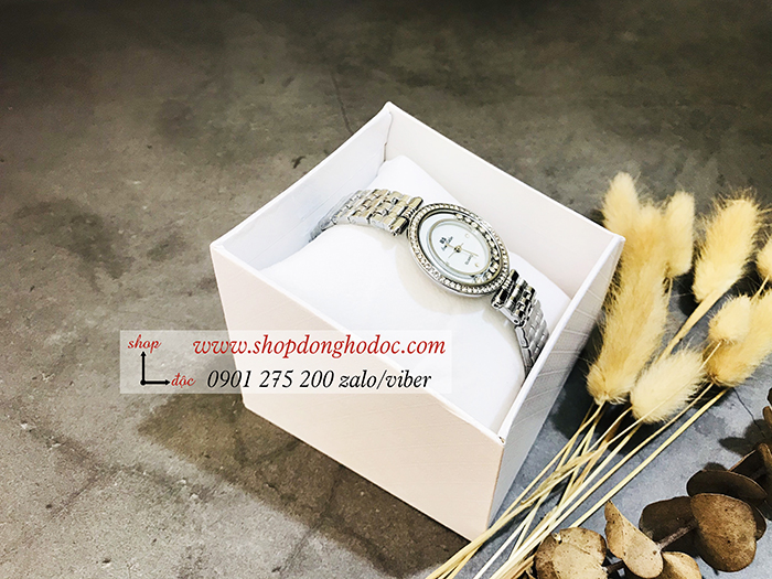 Đồng hồ nữ BS Bee Sister dây kim loại mặt tròn đính đá bạc sang trọng ĐHĐ17901