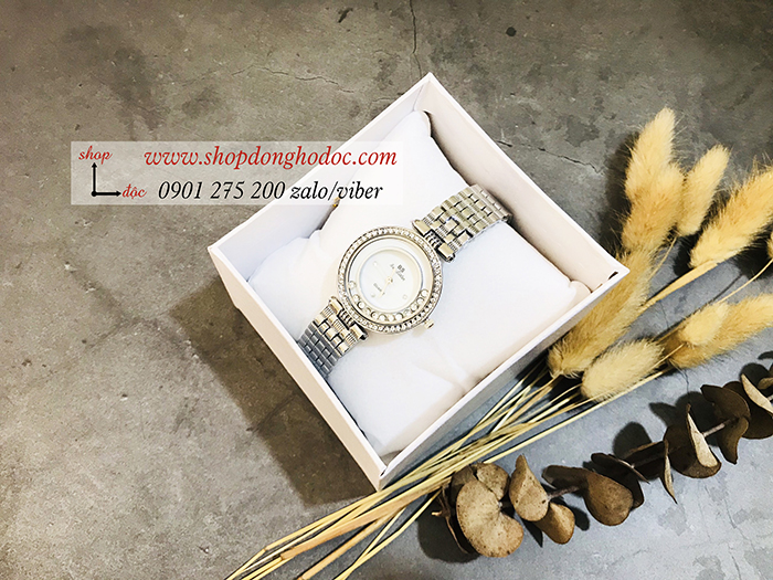 Đồng hồ nữ BS Bee Sister dây kim loại mặt tròn đính đá bạc sang trọng ĐHĐ17901