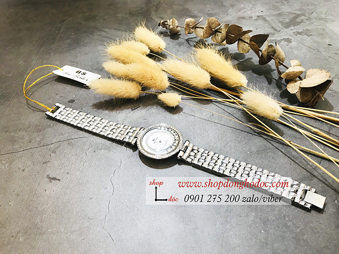 Đồng hồ nữ BS Bee Sister dây kim loại mặt tròn đính đá bạc sang trọng ĐHĐ17901