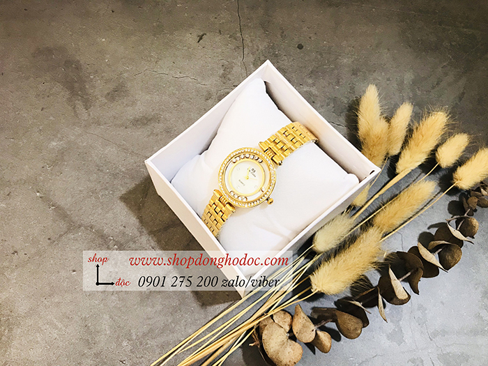 Đồng hồ nữ BS Bee Sister dây kim loại mặt tròn đính đá vàng sang chảnh ĐHĐ17902