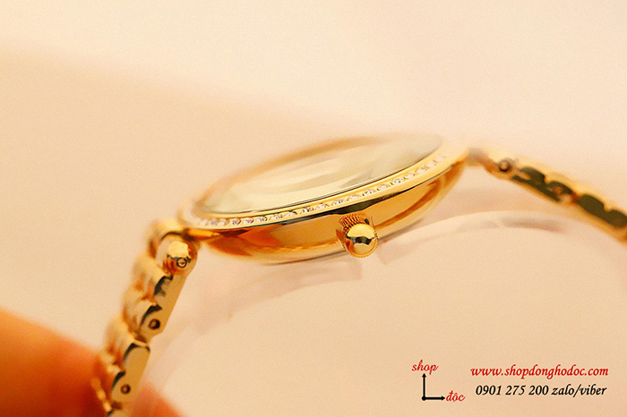 Đồng hồ nữ BS Bee Sister dây kim loại mặt tròn đính đá vàng sang chảnh ĐHĐ17902