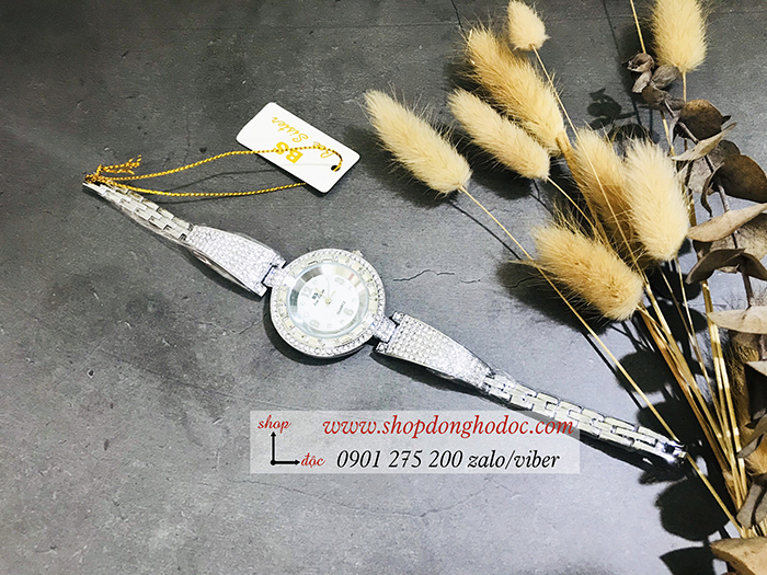 Đồng hồ nữ BS Bee Sister dây kim loại mặt tròn đính đá bạc ĐHĐ10602