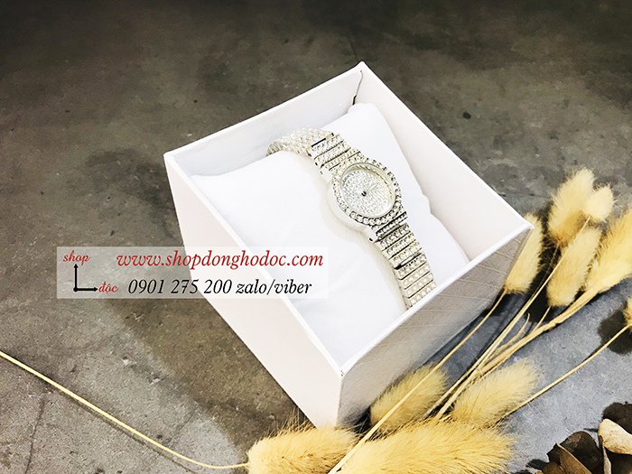 Đồng hồ nữ BS Bee Sister dây kim loại mặt tròn nhỏ đính đá bạc ĐHĐ10902