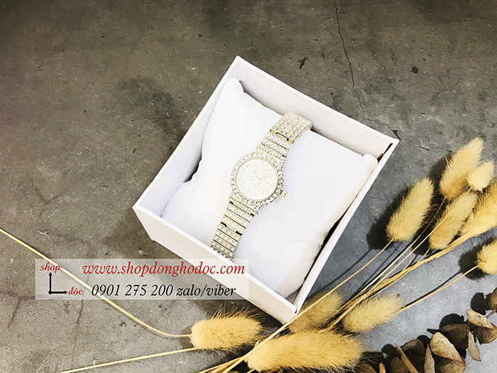 Đồng hồ nữ BS Bee Sister dây kim loại mặt tròn nhỏ đính đá bạc ĐHĐ10902