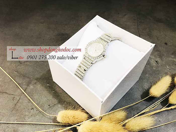 Đồng hồ nữ BS Bee Sister dây kim loại mặt tròn nhỏ đính đá bạc ĐHĐ10902