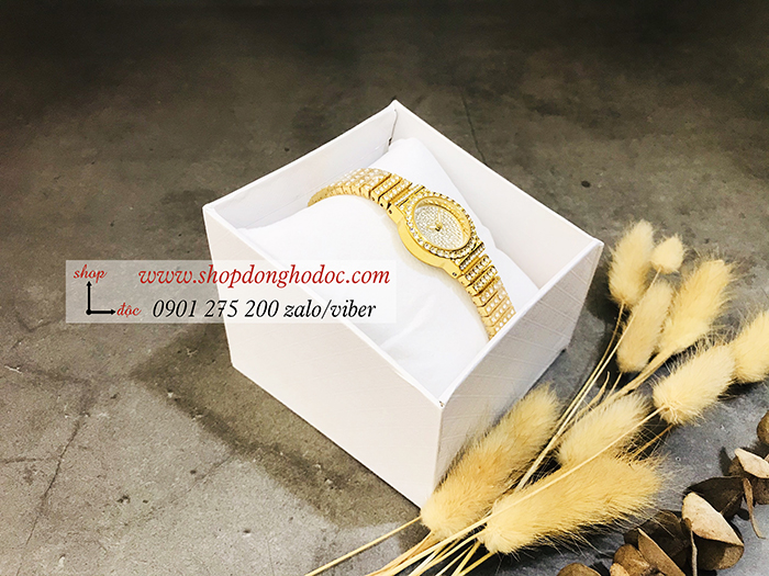 Đồng hồ nữ BS Bee Sister dây kim loại mặt tròn nhỏ đính đá vàng ĐHĐ10903