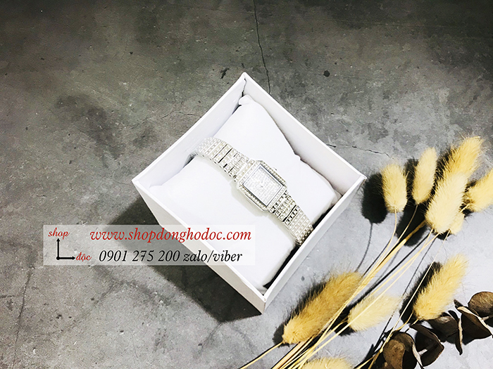 Đồng hồ nữ BS Bee Sister dây kim loại mặt vuông đính đá bạc ĐHĐ17102