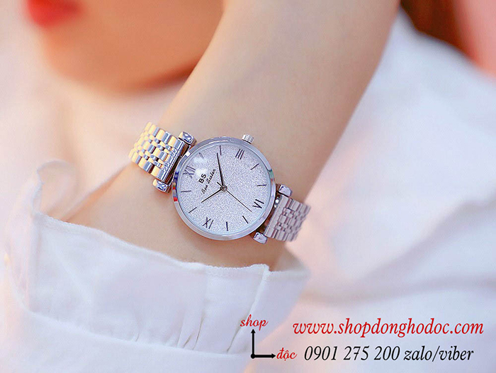 Đồng hồ nữ BS Bee Sister dây kim loại mặt tròn bạc sang chảnh ĐHĐ17202