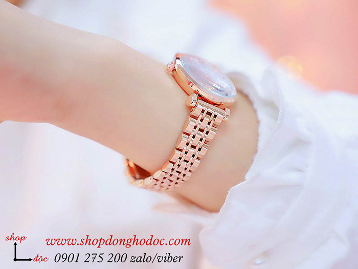 Đồng hồ nữ BS Bee Sister dây kim loại mặt tròn vàng hồng ĐHĐ17201