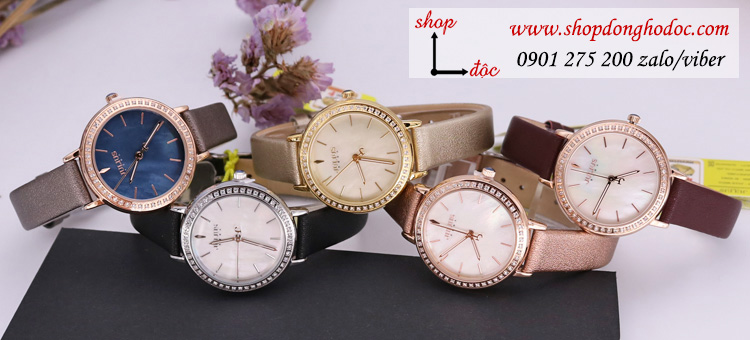 Đồng hồ nữ Hàn Quốc Julius JA 1036 dây da mặt tròn đính đá sang chảnh ĐHĐ30603