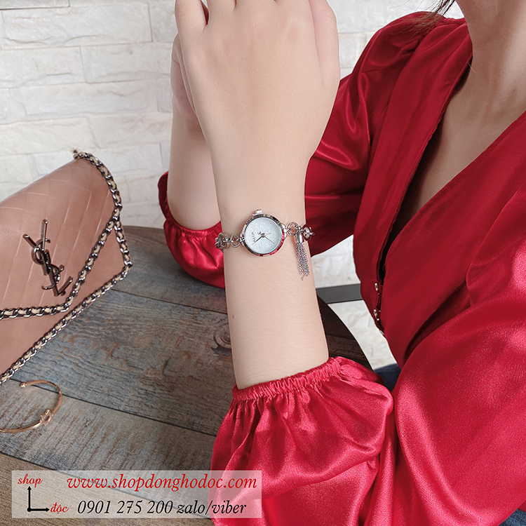 Đồng hồ Julius nữ Hàn Quốc JA 1059A dây kim loại mặt tròn bạc size nhỏ kiểu lắc tay ĐHĐ32502