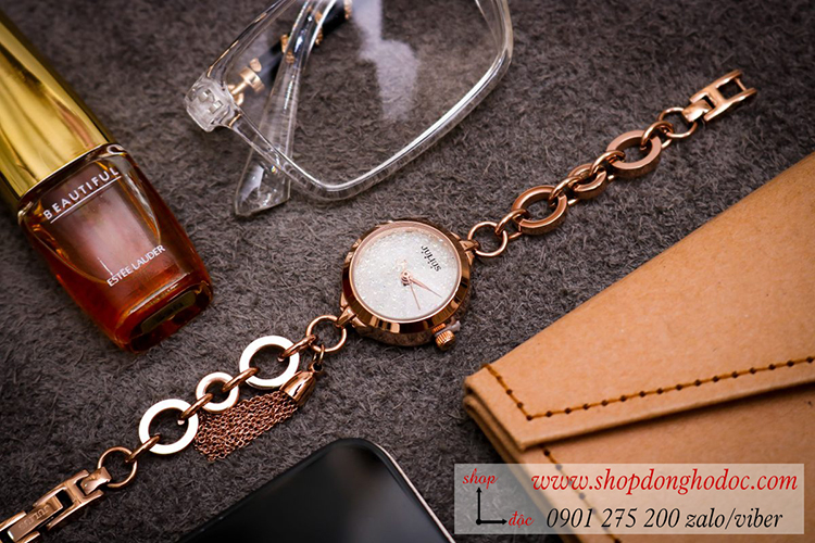Đồng hồ Julius nữ Hàn Quốc JA 1059B dây kim loại vàng mặt tròn trắng size nhỏ kiểu lắc tay ĐHĐ32504