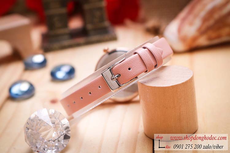 Đồng hồ nữ Hàn Quốc Julius JA 1089B dây da mặt tròn hồng pastel hoa độc đáo ĐHĐ30505