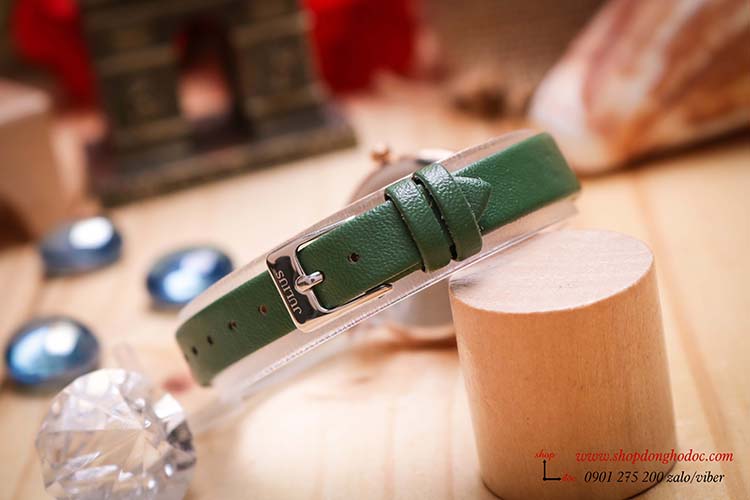 Đồng hồ nữ Hàn Quốc Julius JA 1089D dây da mặt tròn hoa độc đáo xanh lục thời thượng ĐHĐ30504