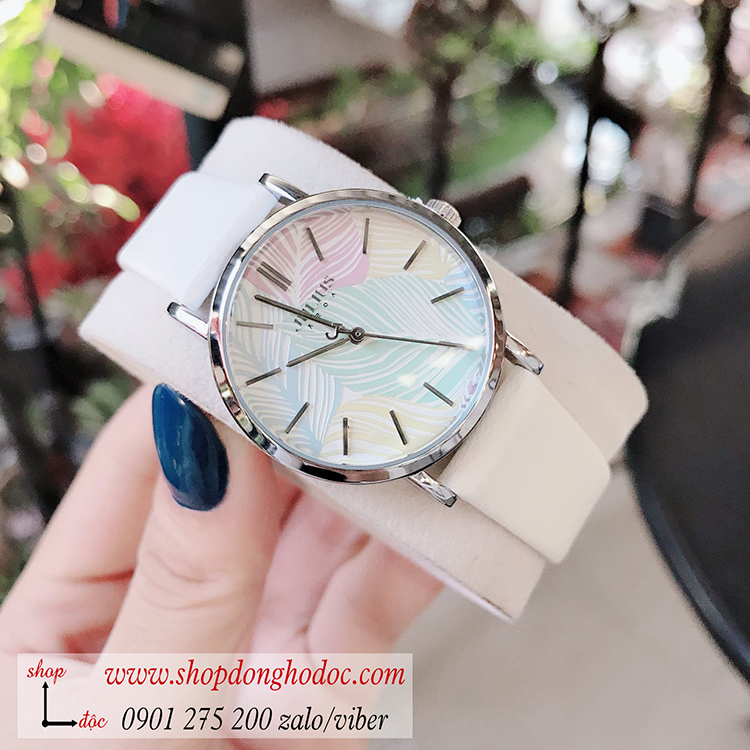 Đồng hồ nữ Julius Hàn Quốc JA 1090A dây da mặt tròn trắng sang chảnh ĐHĐ31901