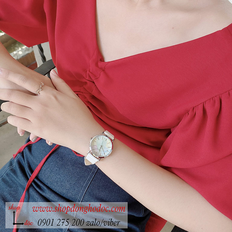 Đồng hồ nữ Julius Hàn Quốc JA 1090A dây da mặt tròn trắng sang chảnh ĐHĐ31901