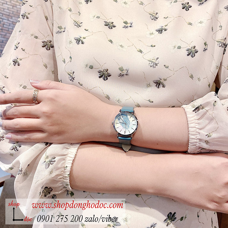 Đồng hồ nữ Julius Hàn Quốc JA 1090B dây da mặt tròn xanh dương hiện đại ĐHĐ31902