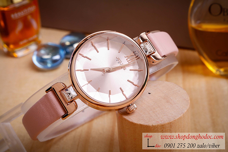 Đồng hồ nữ Hàn Quốc Julius JA 1119C dây da mặt tròn hồng pastel dịu dàng ĐHĐ33501