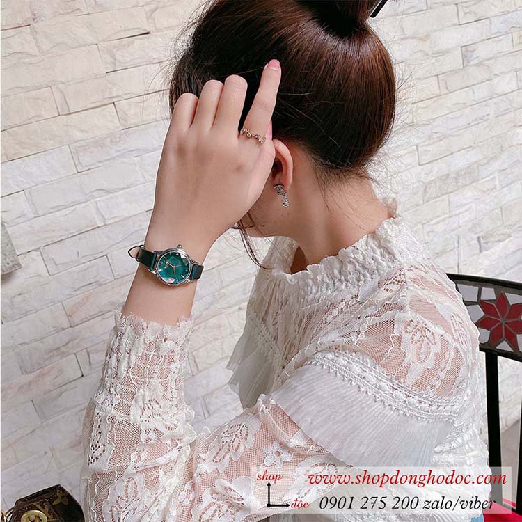 Đồng hồ nữ Julius JA 1154A dây da mặt tròn xanh thời thượng ĐHĐ33301