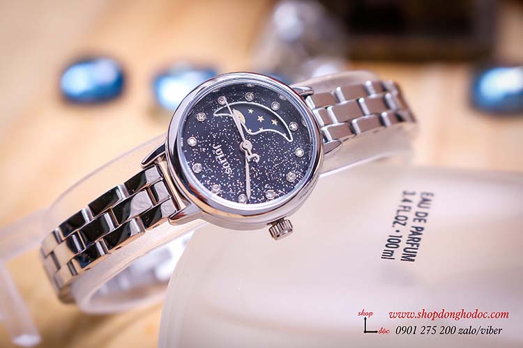 Đồng hồ nữ dây kim loại bạc mặt tròn size nhỏ xanh đen Julius 1157A ĐHĐ29803