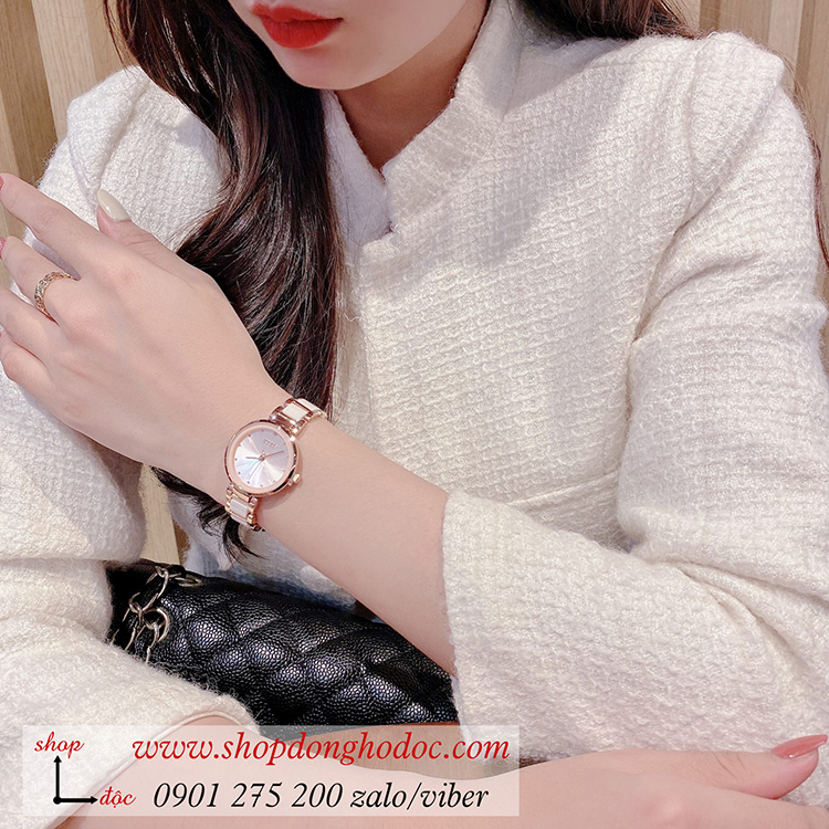 Đồng hồ nữ Caremic Hàn Quốc Julius JA 1209B dây kim loại mặt tròn hồng nhẹ nhàng ĐHĐ33403