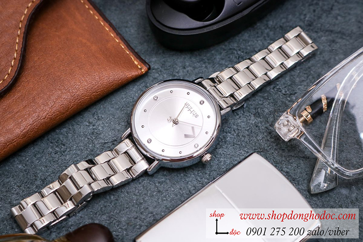 Đồng hồ nữ Julius JA 1248A dây kim loại mặt tròn bạc thanh lịch ĐHĐ34502