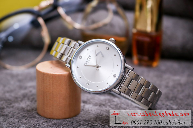 Đồng hồ nữ Julius JA 1248A dây kim loại mặt tròn bạc thanh lịch ĐHĐ34502