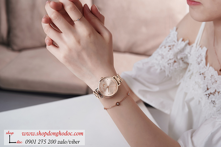 Đồng hồ nữ Julius JA 1248B dây kim loại mặt tròn vàng hồng sang chảnh ĐHĐ34503