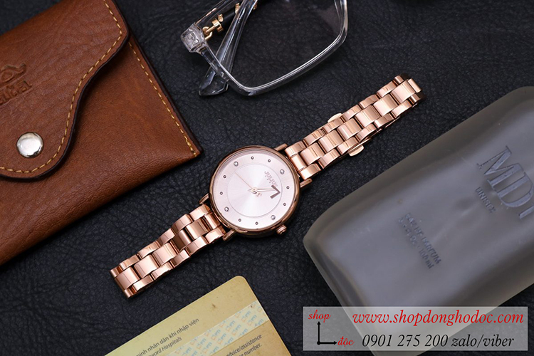 Đồng hồ nữ Julius JA 1248B dây kim loại mặt tròn vàng hồng sang chảnh ĐHĐ34503