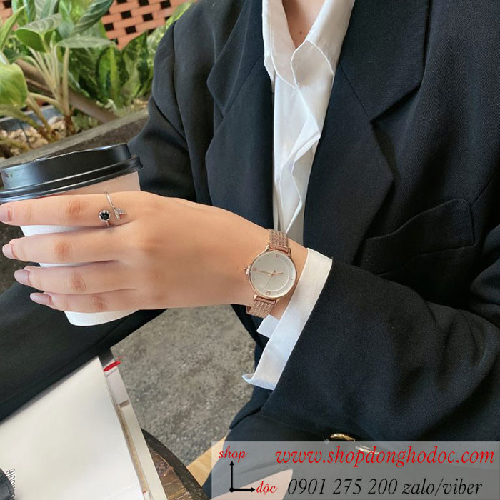 Đồng hồ Julius nữ JA 1251 dây kim loại mặt tròn vàng sang chảnh ĐHĐ38904