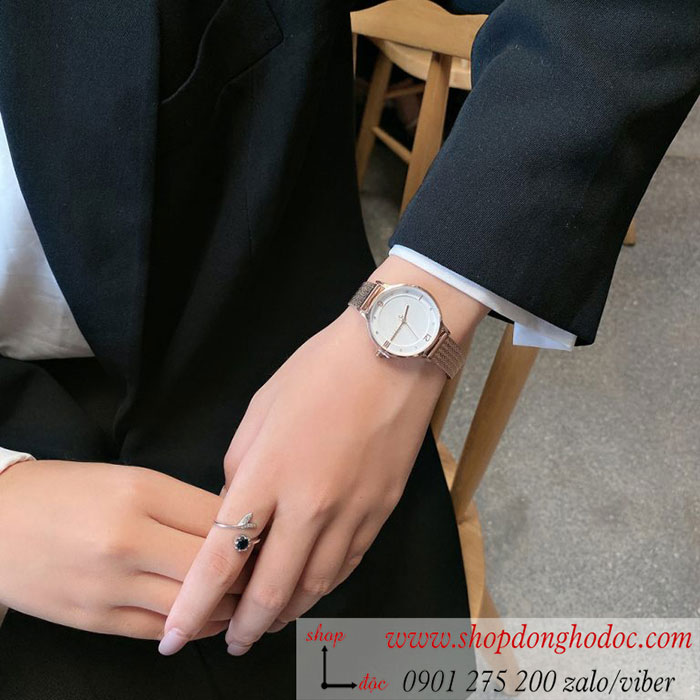 Đồng hồ Julius nữ JA 1251 dây kim loại mặt tròn vàng sang chảnh ĐHĐ38904