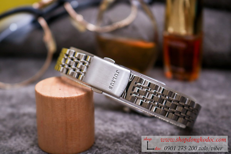 Đồng hồ nữ Julius Hàn Quốc JA 1252A dây kim loại bạc mặt chữ nhật trắng hiện đại ĐHĐ28603