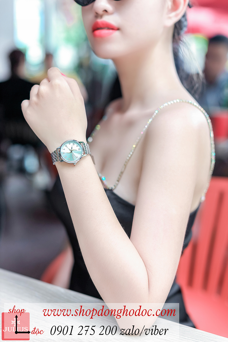 Đồng hồ nữ Julius JA 1265 dây kim loại mặt tròn bạc hiện đại ĐHĐ36401