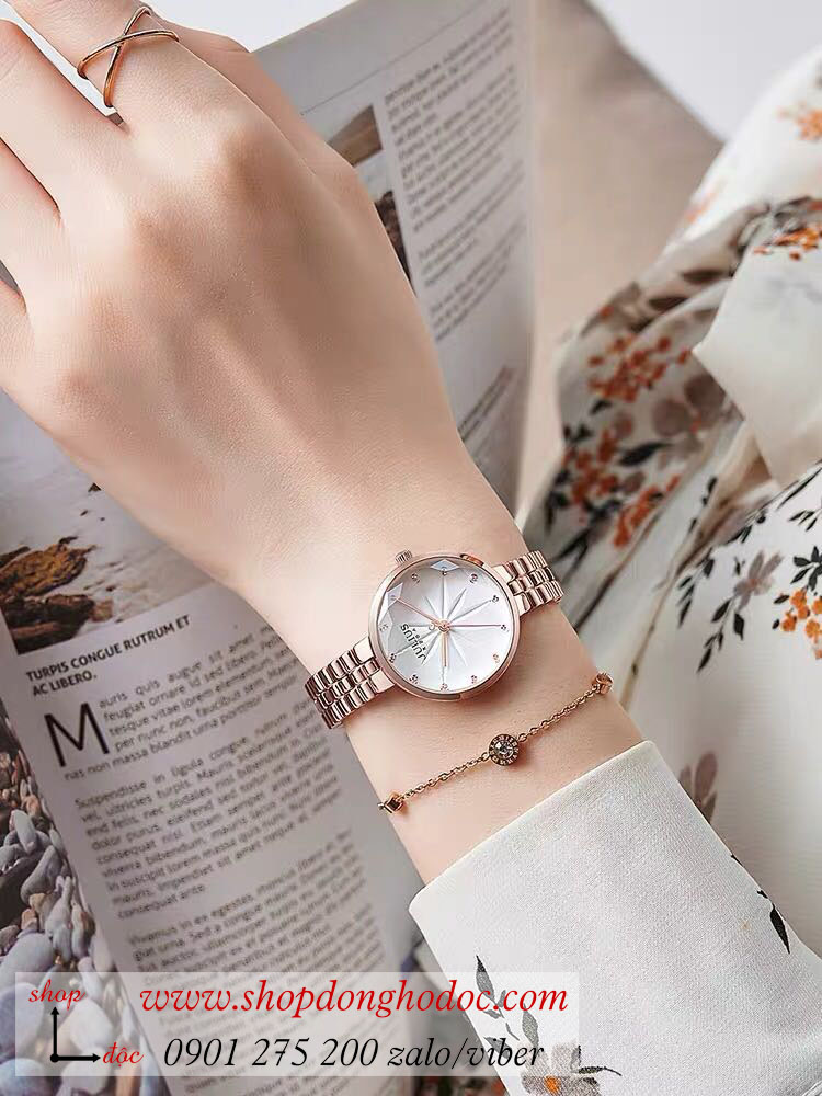 Đồng hồ nữ Julius JA 1278 dây kim loại vàng mặt tròn size nhỏ trắng sang chảnh ĐHĐ35204
