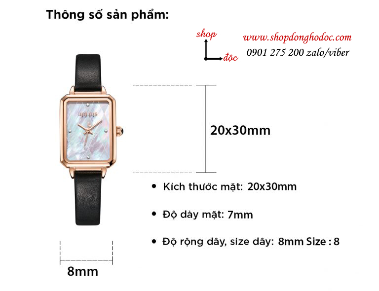 Đồng hồ nữ Julius Hàn Quốc JA 1280A dây kim loại mặt chữ nhật khảm trai trắng sang chảnh ĐHĐ30303