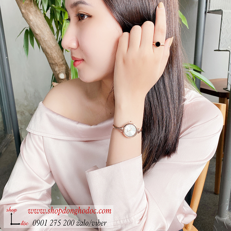 Đồng hồ lắc tay nữ Julius JA 1293 dây kim loại mặt tròn size nhỏ trắng sang chảnh ĐHĐ36302