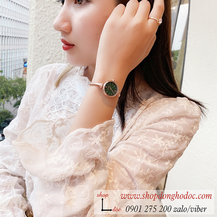 Đồng hồ lắc tay nữ Julius JA 1293 dây kim loại mặt tròn size nhỏ xanh sành điệu ĐHĐ36304