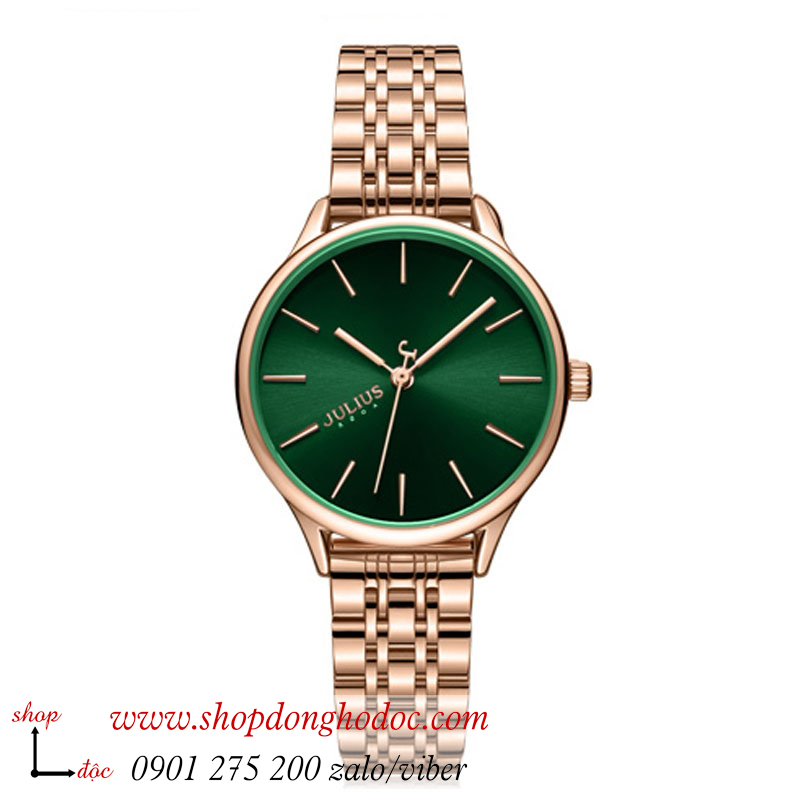 Đồng hồ nữ Julius JA 1298 dây kim loại mặt tròn xanh lục thời thượng ĐHĐ37603