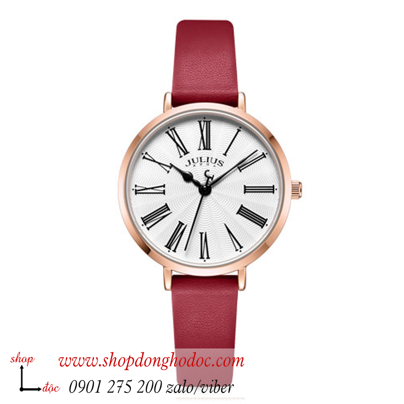 Đồng hồ nữ Julius JA 1300 dây da mặt tròn đỏ quyến rũ ĐHĐ37201